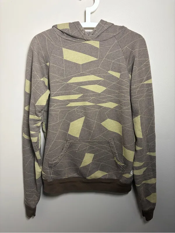 Oiselle Jagged Hoodie Pullover Geometric Print Brown/Olive - Image 7