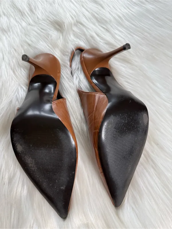 Steve Madden Brown Croc Embossed Andromeda Slingback Pumps - Image 6