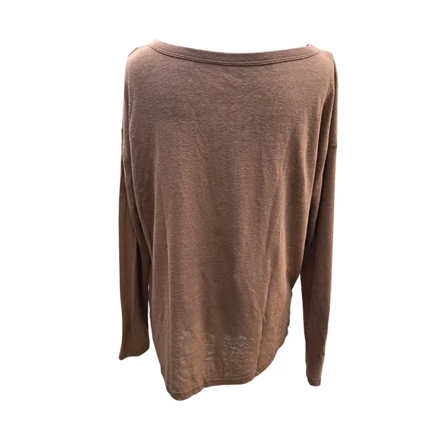 Gap‎ 46R Womens Linen Blend Boat Neck Long Sleeve Tee Brazen Brown Scoop Neck - Image 3