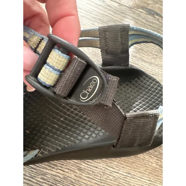 Chaco Z/Cloud 2 Sandals Womens Blue Tan Double Strap Toe Loop Vibram Sole - Image 7