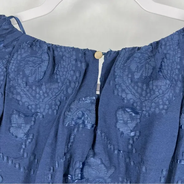 Ophelia Roe Navy Textured Floral Paisley Puff Sleeve Cropped Blouson Top‎ - Image 9
