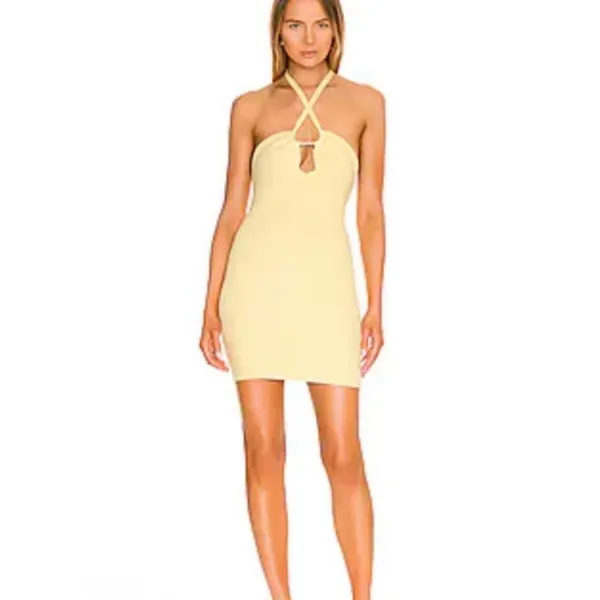 NWT‎ For Love & Lemons Mona Mini Yellow Halter Dress Sz Small $153 - Image 6