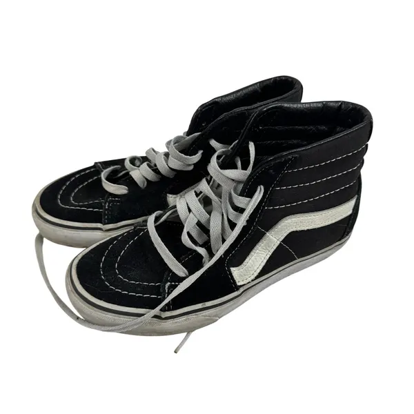 Vans Sk8-Hi High Top Sneakers Black White Suede Canvas Women 5.5 Men 4.0 - Image 3
