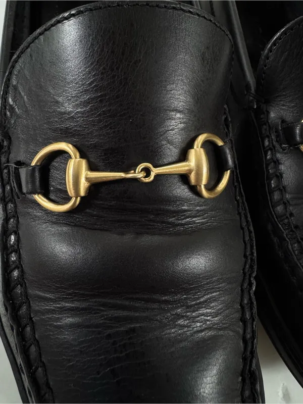 Gucci Horsebit Driving Loafers Black Leather Fits Mens US 8 Womens 9.5 - Image 7