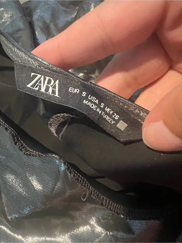 Zara Metallic Black Satin Cowl Neck Camisole Top - Image 9
