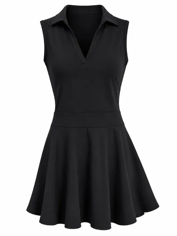 Black Sleeveless Athletic Polo Tennis Dress Women’s XL - Image 2