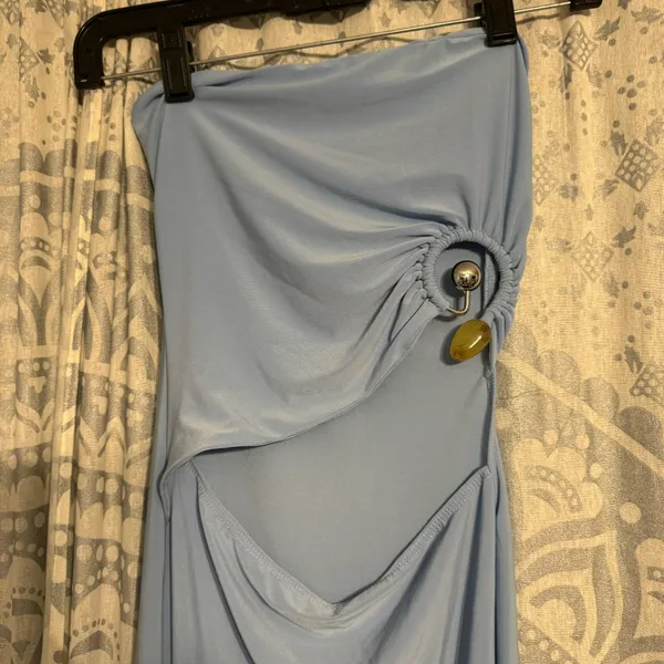 ASOS Design Baby Blue Strapless Cut Out Midi Dress Size 0 - Image 4