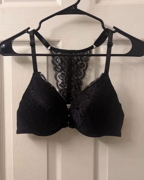 Black Floral Lace Racerback Bra Size 36 C - Image 4
