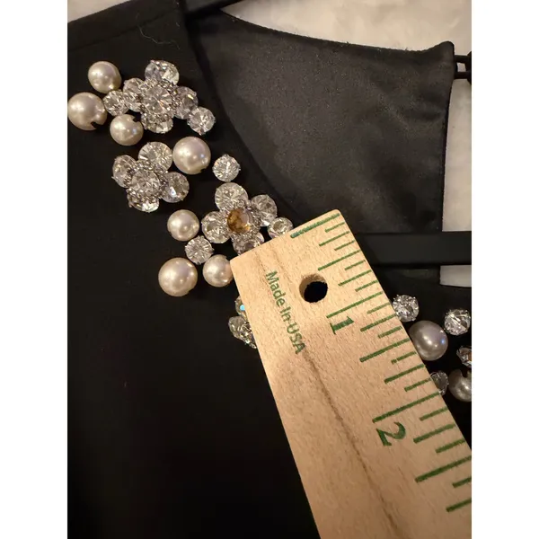 White House Black Market Dress Womens 4 Black Pearl Crystal Embellished Shift - Image 4