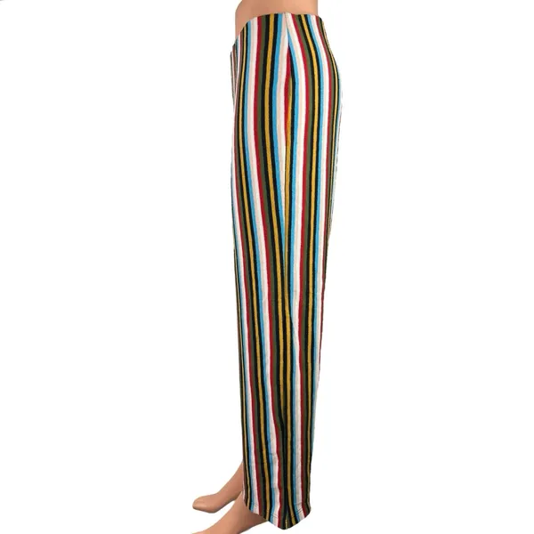 Urban Outfitters Multicolor Rainbow Striped Wide Leg Ankle Trousers Pants Size M - Image 7