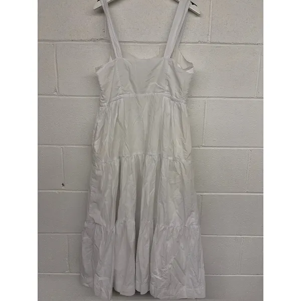 NWT Madewell Sz 8 White Button-Front Tiered Cotton Poplin Sleeveless Midi Dress - Image 6