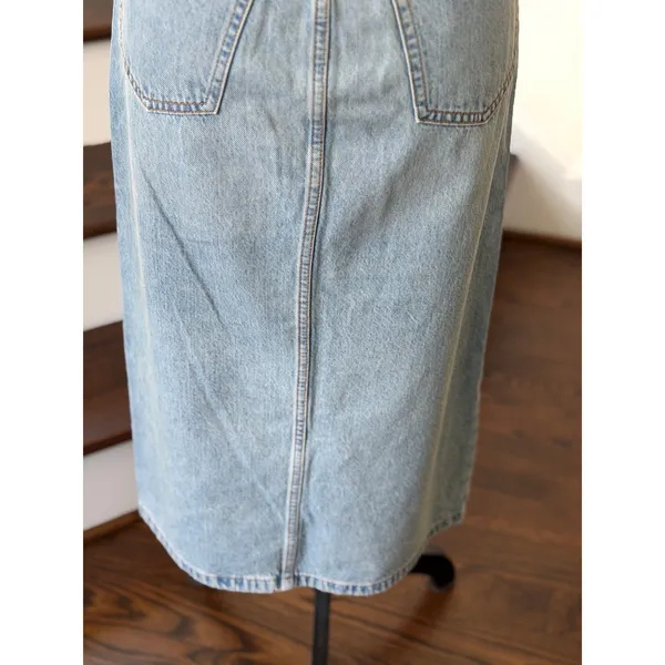 NWT Abercrombie Light Wash Denim High Waisted Slit Midi Skirt Western 90s - Image 6