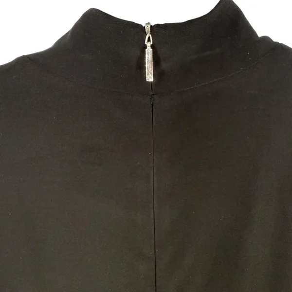Lauren Ralph Lauren Black Mock Neck Belted Classic Fit &‎ Flare Midi Dress Sz 10 - Image 9