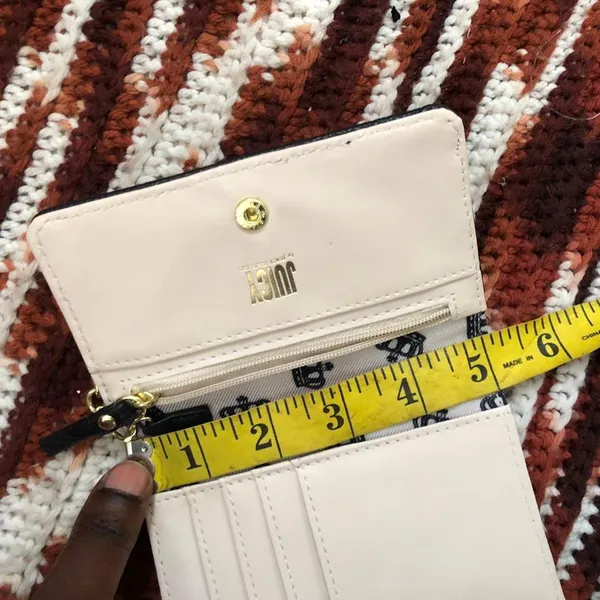 NWOT Juicy Couture Monogram Black Gold Wallet Coin Purse Cardholder Pouch w/ heart charm gold tone Measurement in pics New, no tags - Image 7