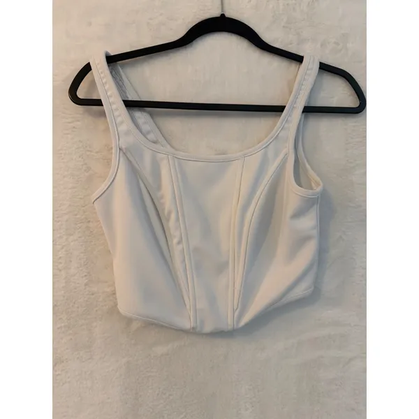 Princess Polly‎ White Corset Crop Top Sleeveless Zipper Back US 2 - Image 4