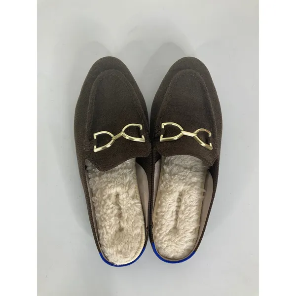 Rothys The Merino Slipper Espresso Brown Gold Bit Mules Tortoise Sole Womens 9 - Image 5