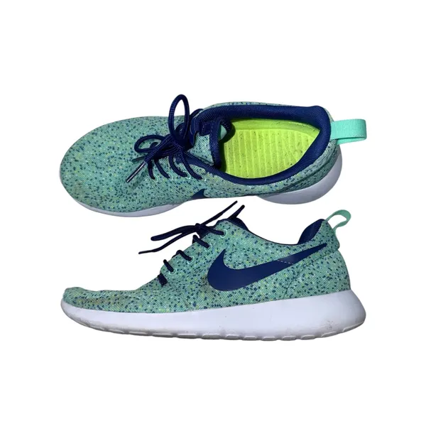 Nike Roshe Run ID Custom Sneakers Specked Seafoam Green Navy Athletic - Image 4