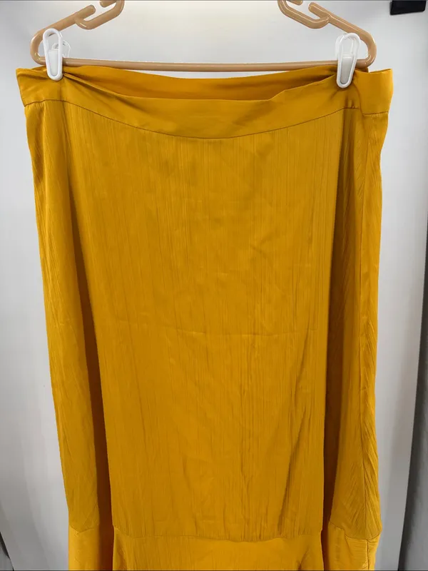 Anthropologie Maeve Mango Yellow Ruffle Wrap Skirt midi High Low NWT XL boho - Image 8