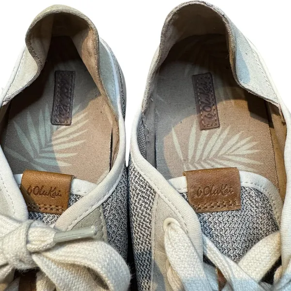 OluKai Pehuea Li Shoes Womens Size 10 Gray White Knit‎ Lace Up Casual 20379-2020 - Image 3