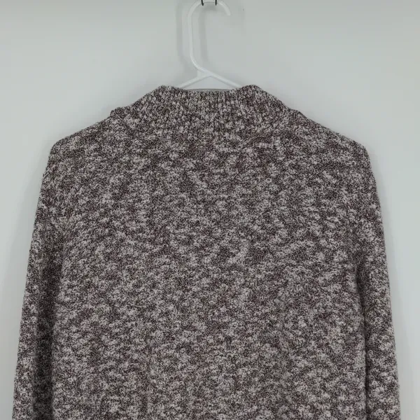 L.L. Bean Signature Cotton Linen Ragg Sweater Size Large Mock‎ Neck Marled - Image 10