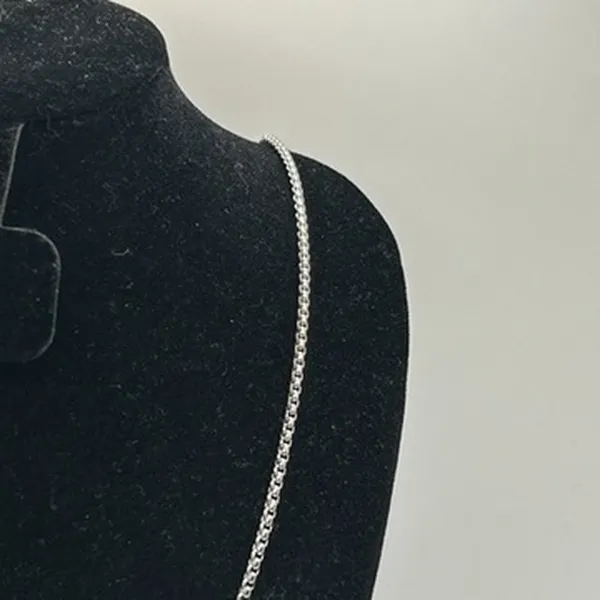 Mens Real Silver Box Chain 22 Inch Plated Stainless Steel Waterproof New - Image 3
