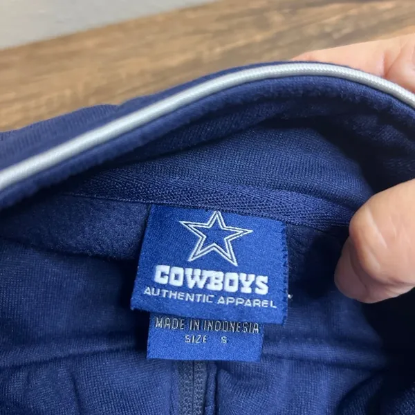 Dallas Cowboys Authentic Full Zip Fleece Jacket Navy/White Size Small - Image 3