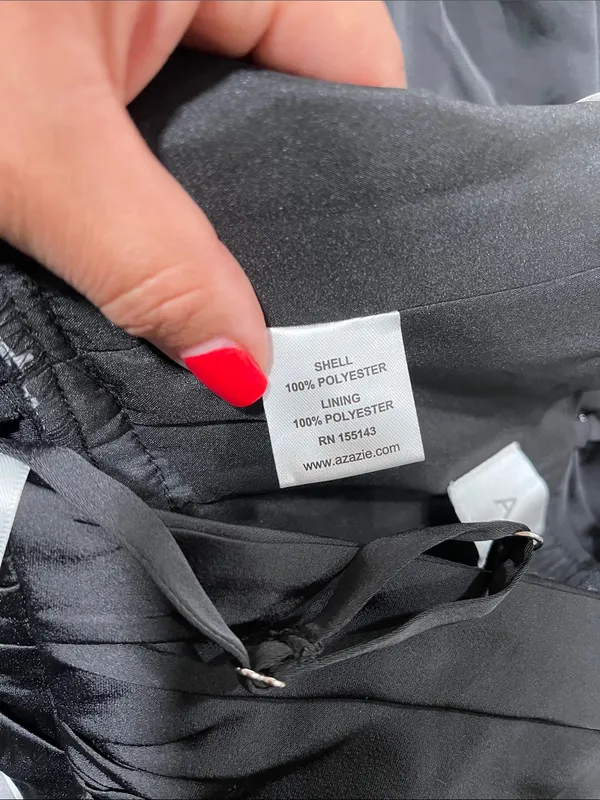 NWT Azazie Eren Stretch Black Mermaid One Shoulder Stretch Satin Dress size A0 - Image 5