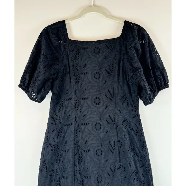 Free People Womens Dress Black Daniella Eyelet Mini Puffed Babydoll Boho Size 8 - Image 8