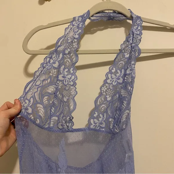 Frederick's of Hollywood Blue/Purple Lace Lingerie Babydoll size Medium - Image 2