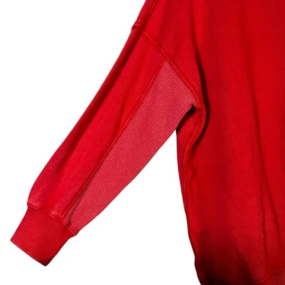 Aerie Getaway Sweatshirt Womens L Bright Red Oversized Cozy Cool Girl‎ Lounge - Image 4