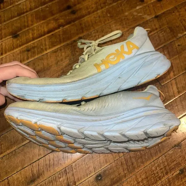 Hoka One One light green athletic running 10 sneakers - Image 3