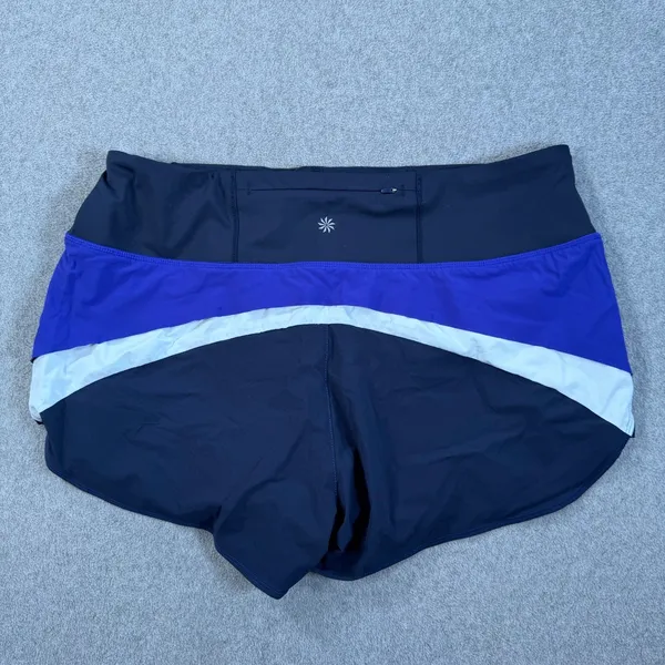Athleta Running Free Color Block Athletic Shorts Women's Large Blue Purple 3" - Image 6