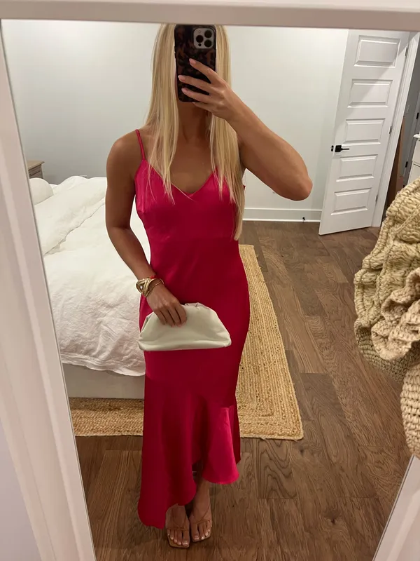Pink Satin Maxi Dress - Image 2