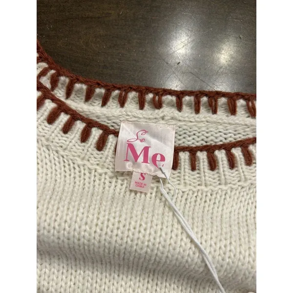 NWT Women’s Size Small Cream 'Blessed' Knit Crewneck Sweater Fall Thanksgiving - Image 4