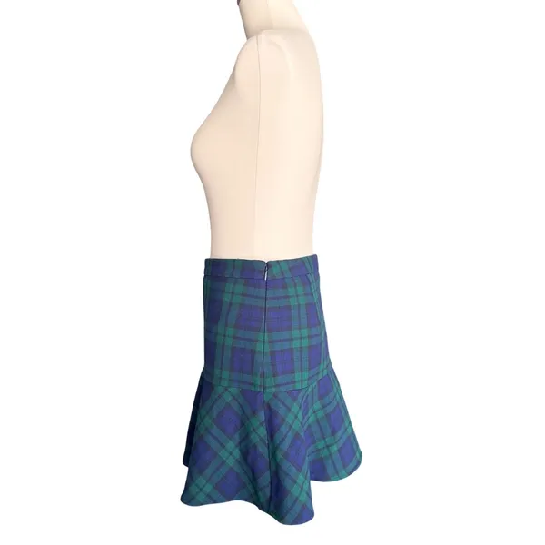 Vineyard Vines Plaid Mini Skirt Navy Green Black Watch Tartan Flounce Hem High‎ Waisted Preppy - Image 8