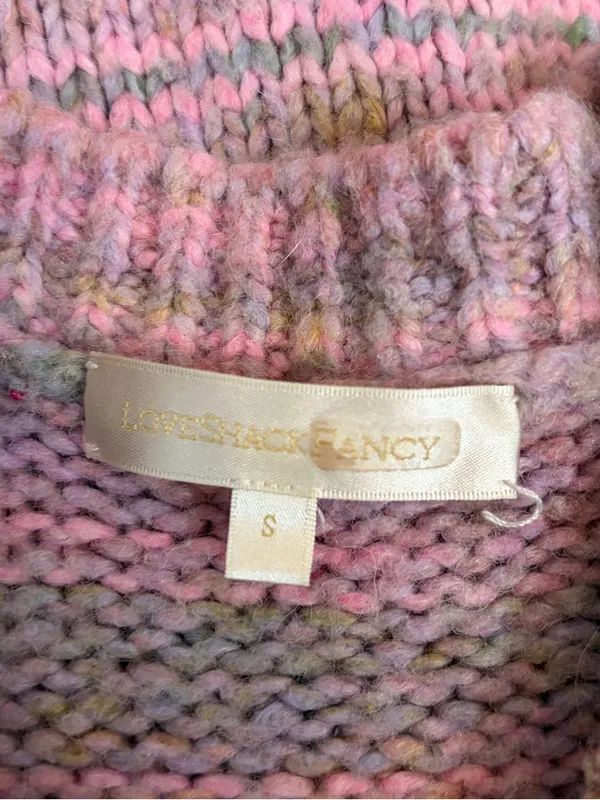 Loveshackfancy Aquarius Chunky Knit Sweater Pink Puff Sleeves Coquette small - Image 4