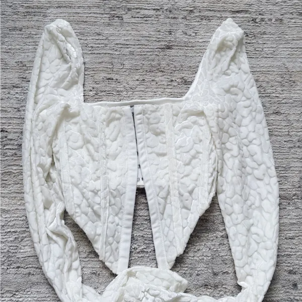 White Outcast Corset Cropped Top (Size XXS) - Image 4
