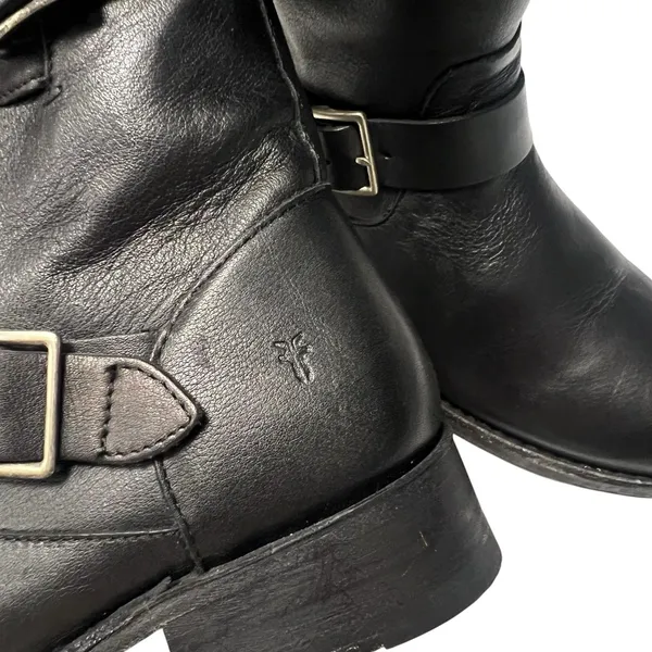 Frye Vicky Engineer Short Buckle Motorcycle Boot Black Leather Women’s Size 7 - Image 8