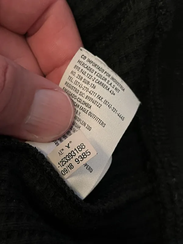 American Eagle Outfitters Hoodie Womens Small Black Waffle Knit Thermal Pullover - Image 8