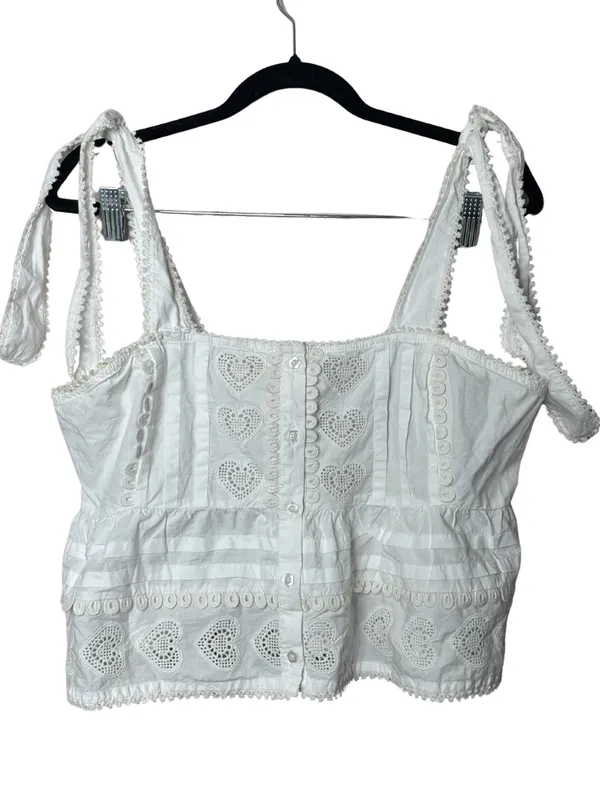 Forever That Girl Anthropologie Heart Lace Babydoll Blouse Medium - Image 2