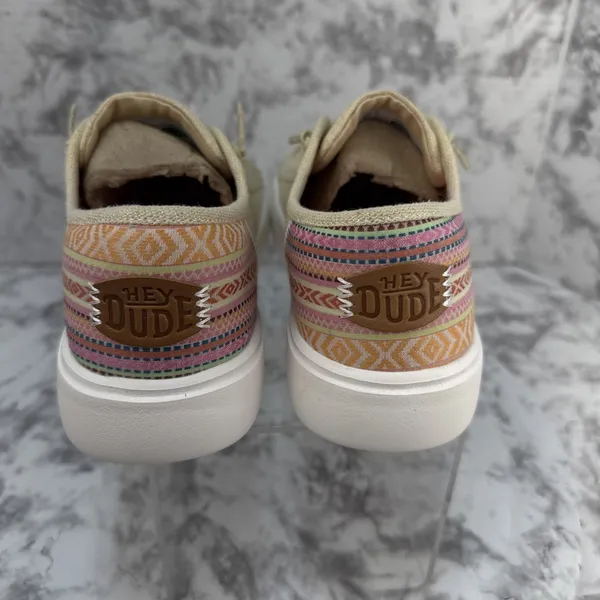 Hey Dude Cody Boho Mix Slip On Shoes Size 8 Natural Canvas Tassel Moccasin Flats - Image 5