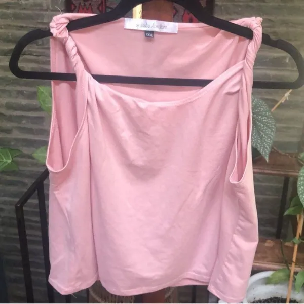 Reformation Rare By Nadia Aboulhosn 2016 Baby Pink Bodycon Crop Top & Lace Up Skirt Set 3X - Image 5
