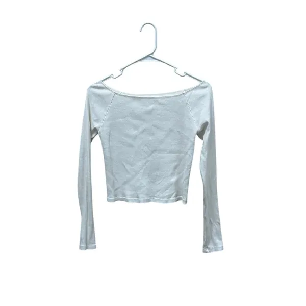 Brandy Melville White Off the Shoulder Long Sleeve Top one size - Image 2