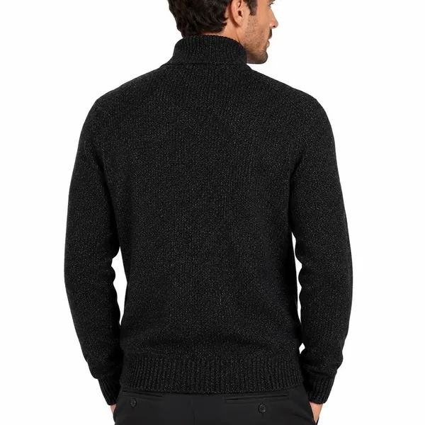 Banana Republic Men’s Mock Neck Zip Shoulder Knit Sweater Black Gray Size Large - Image 4