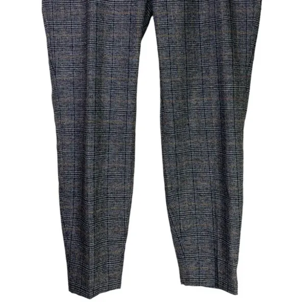 ZARA Gingham Straight Leg Ankle Crop Flat Front Mid Rise 6 Trouser Pants Brown - Image 7