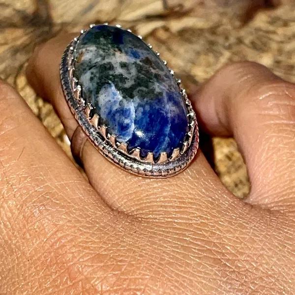 Navy Sodalite Ring Size 7 Blue - Image 4