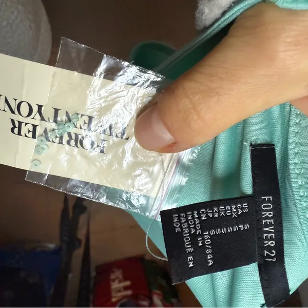 Nwt Forever 21 Aqua Beaded Y2K Cropped Camisole - Image 3