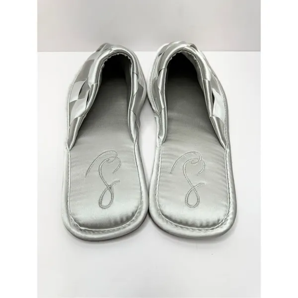 Sam Edelman Mules Ladies 6.5‎ Silver Slip On Round Toe Woven Satin Finish Shoes - Image 5