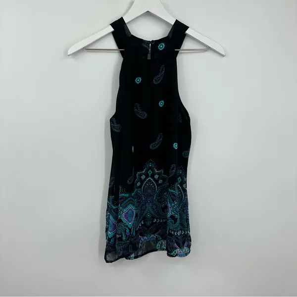 Vintage Y2K Black Paisley Embellished Halter Tank Top Size Small Whimsical Fairy - Image 2