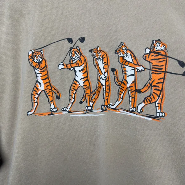 Barstool Golf x Independent Trading Co Sweatshirt XL Tan Tiger Novelty Oversize - Image 2